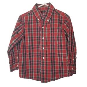 J. Khaki Red Plaid Button Down Cotton Long Sleeve Shirt Pocket 3T